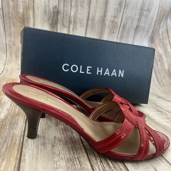 Cole Haan Women's Cranberry Red Open Toe Sandal/Heel - Picture 2 of 4